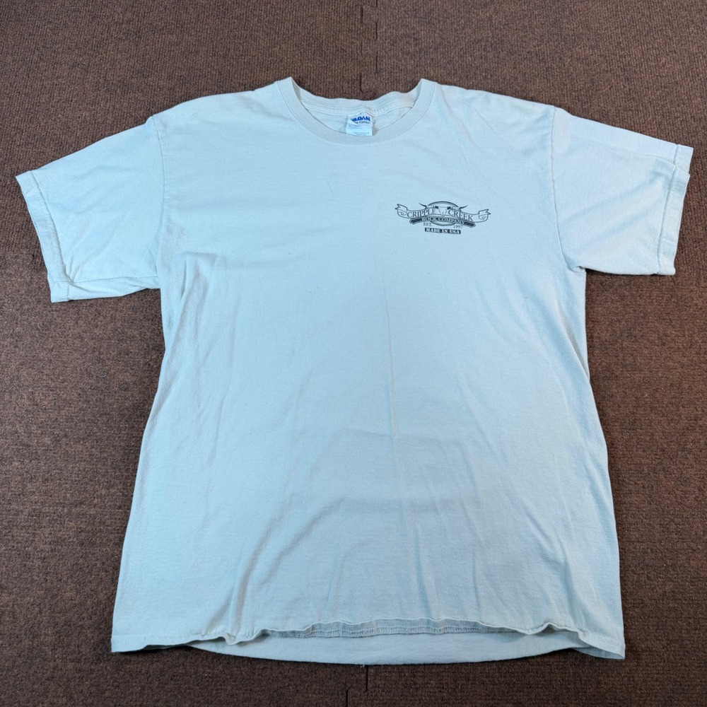 Gildan Cripple Creek Rock Company Graphic T-Shirt Mens Large Tan Short Sleeve L